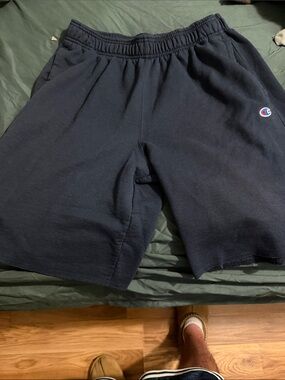 Champion Men's Dark Navy Athletic Knit Shorts with Logo